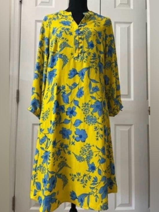 CAbi Dresses & Skirts - Cabi Yellow & Blue Floral Tunic Dress – Size Medium